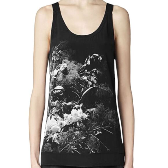ALLSAINTS Quinta Flora Silk Graphic Print Tank Top Blouse Italy Size 10 $219 - Picture 1 of 7